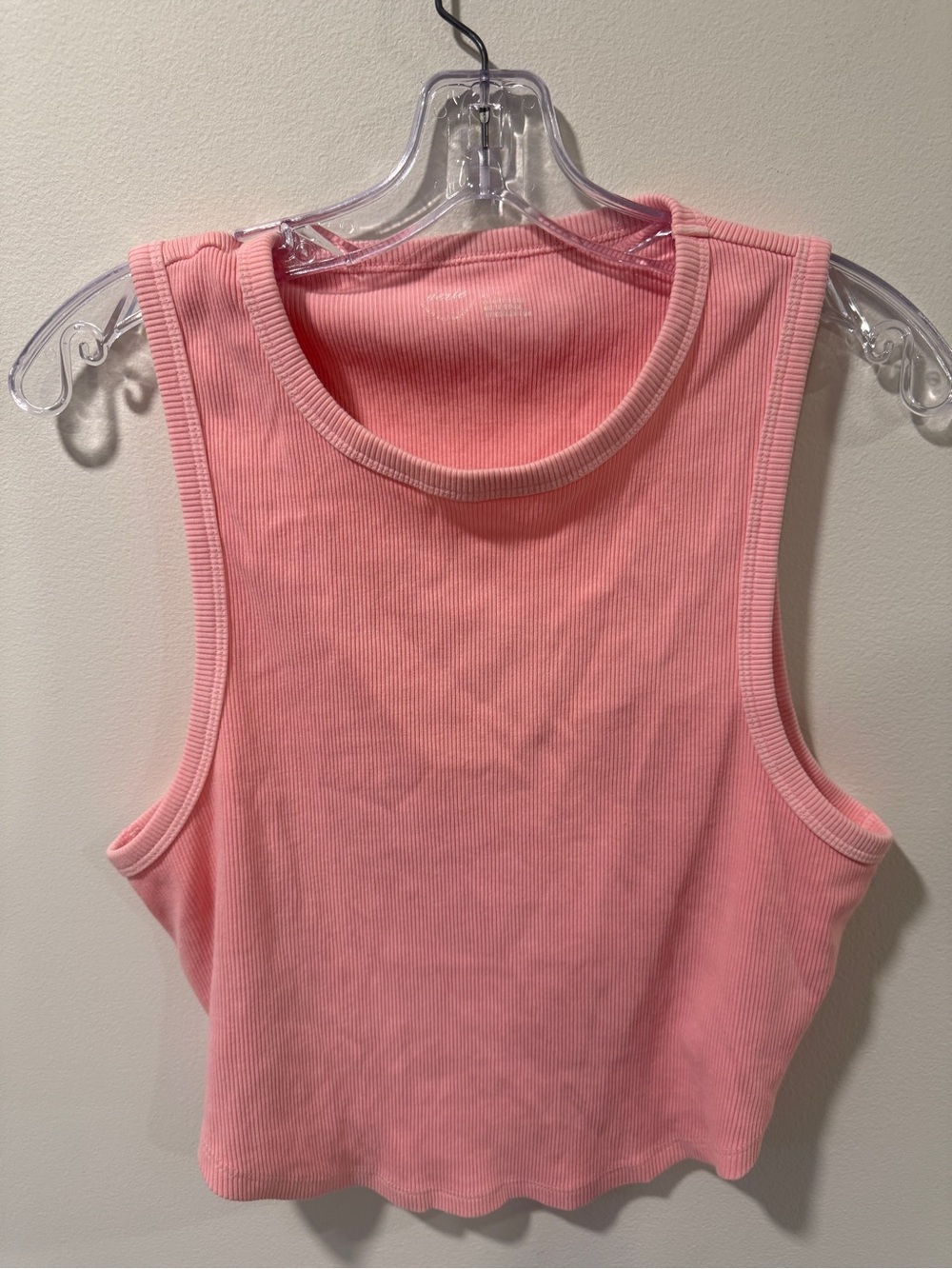 aerie Pink Ribbed Cropped Tank